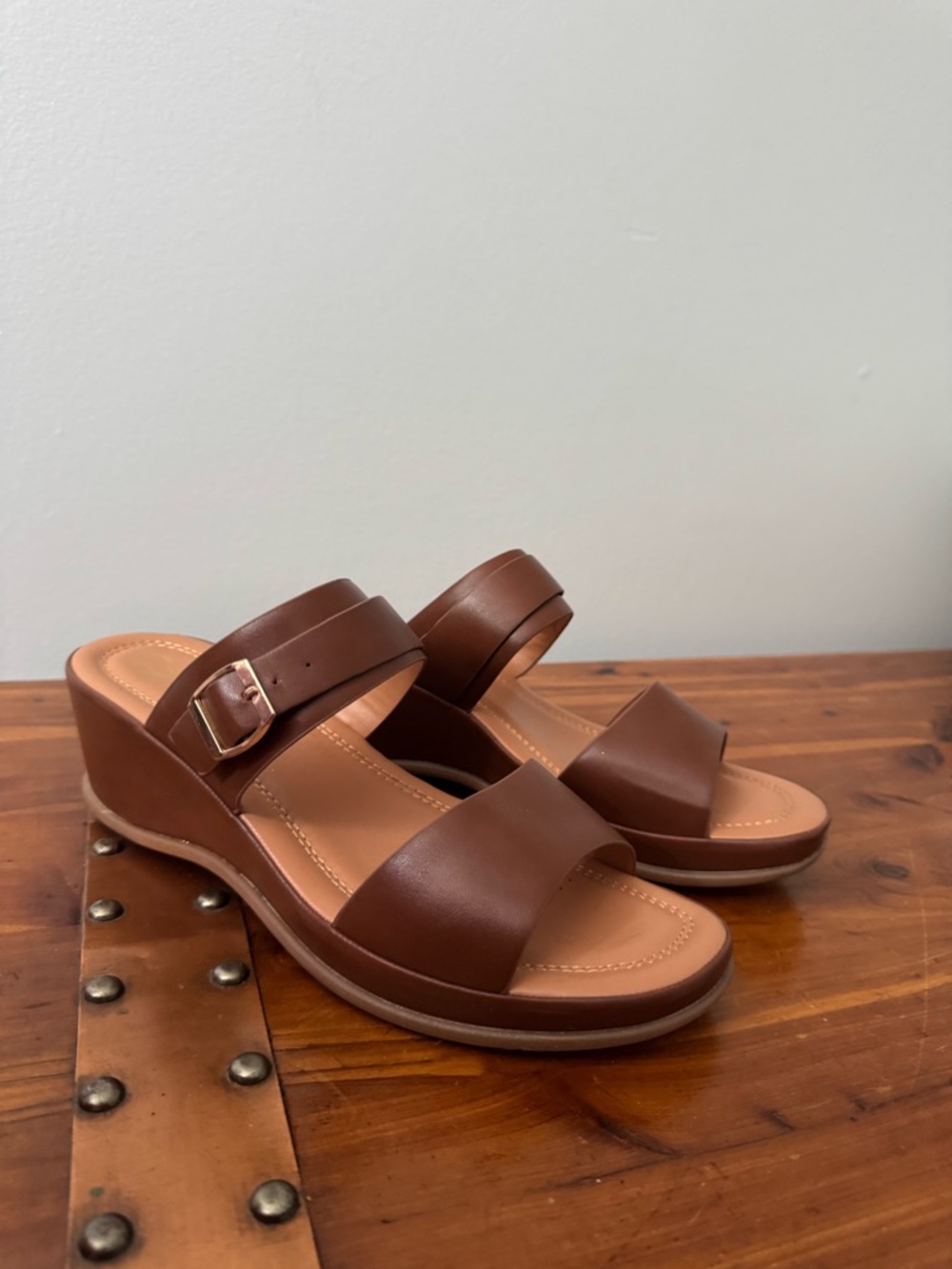 Women’s Brown Wedge Slide Sandals